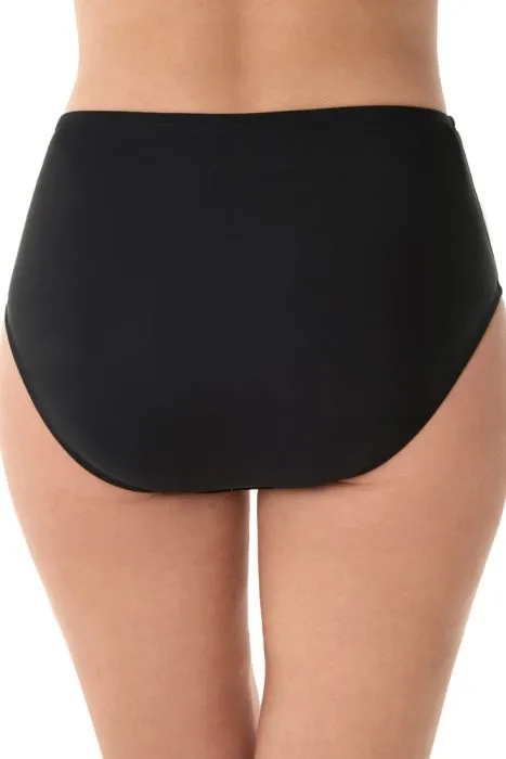 Shirred Front Basic Brief Plus Size Black- 42545XS
