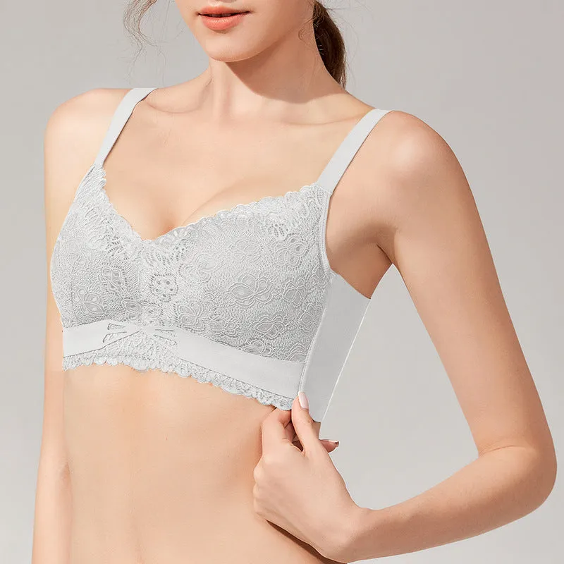 Silk Protein Lace Adjustable Bra Thin Top and Thick Bottom Small Breast Push-Up Bra Anti-Sagging Bra