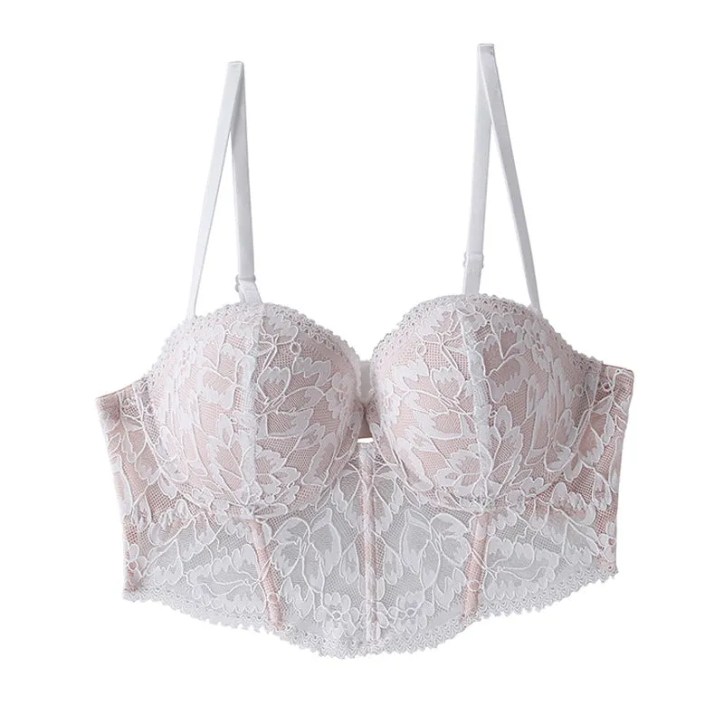 Thin sexy lace bra breathable gathered big chest small underwear adjustment spring corset