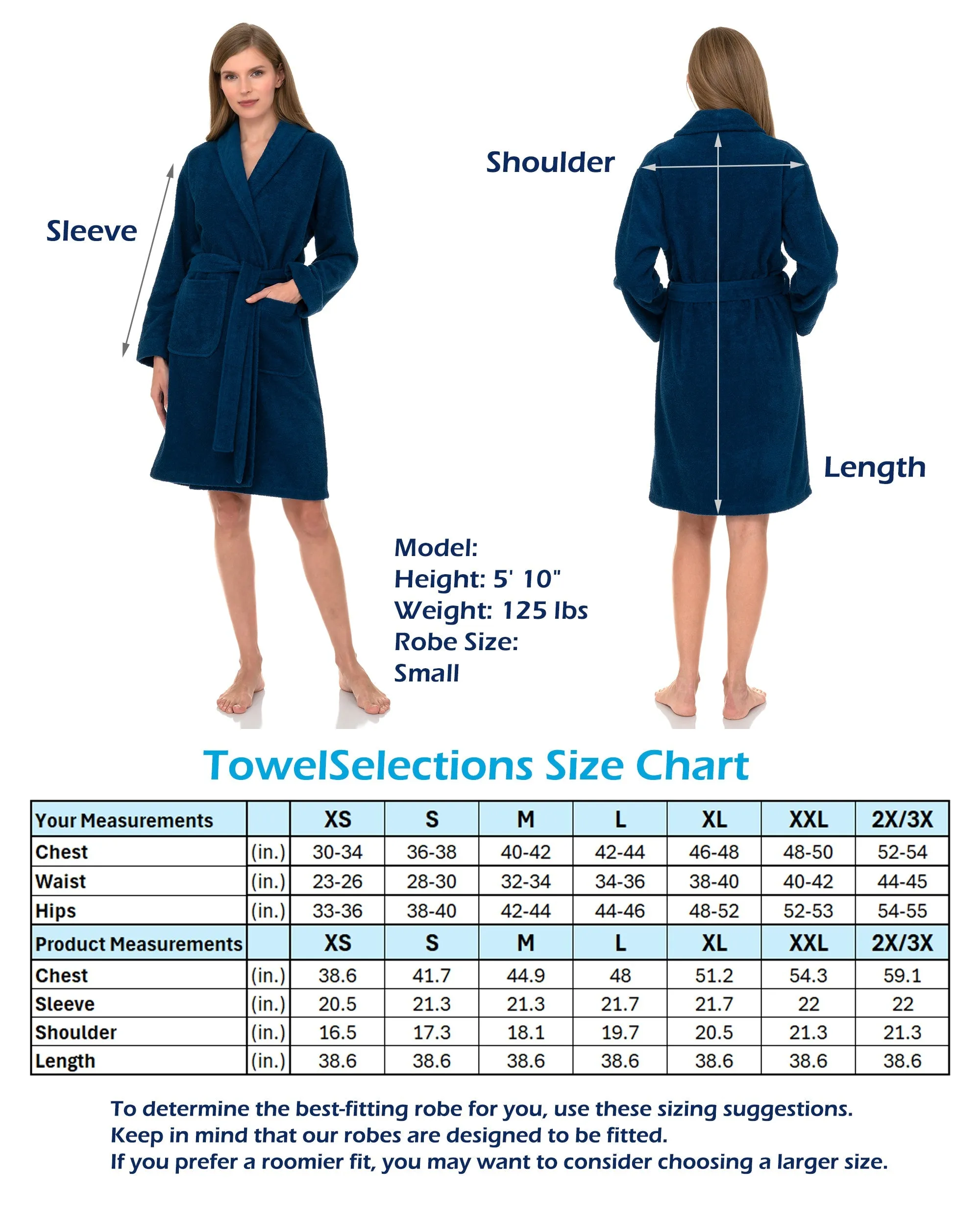 TowelSelections Women’s Robe, 100% Cotton Short Terry Shawl Bathrobe