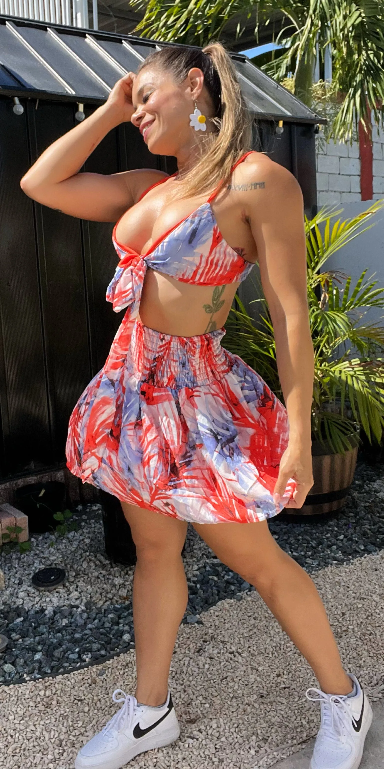 Tropical Print Skirt Set