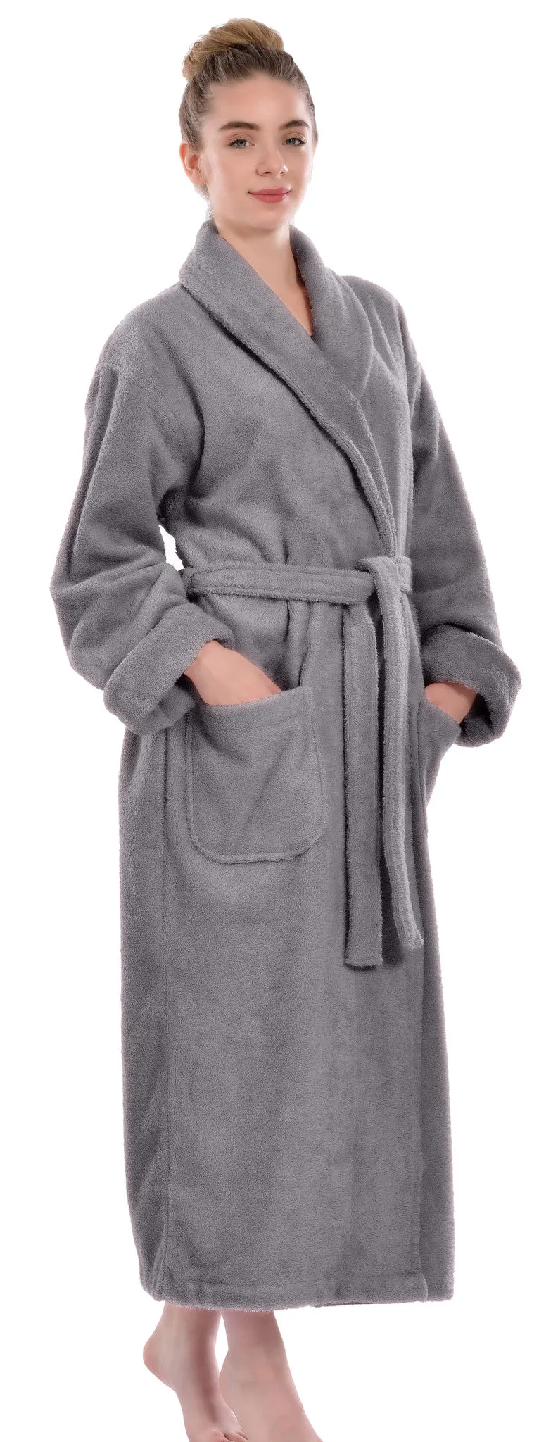Unisex Terry Bathrobe, Grey, OSFM