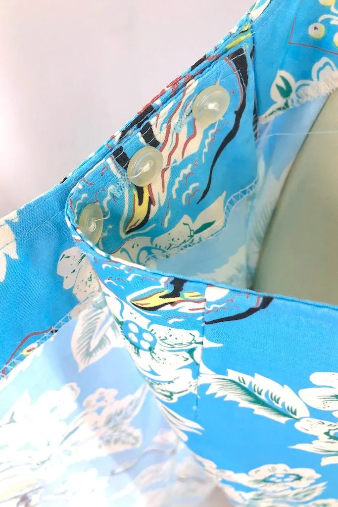 Vintage Blue Hawaiian Wrap Skirt
