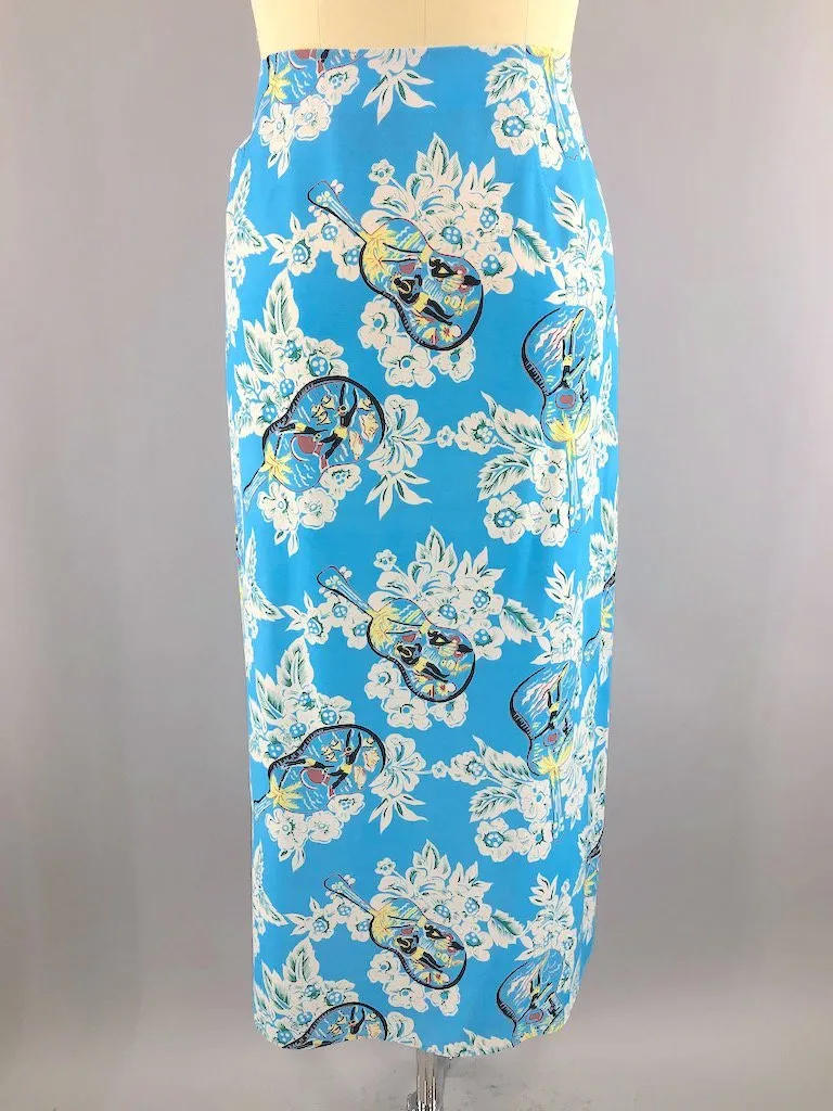 Vintage Blue Hawaiian Wrap Skirt