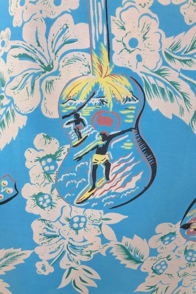 Vintage Blue Hawaiian Wrap Skirt