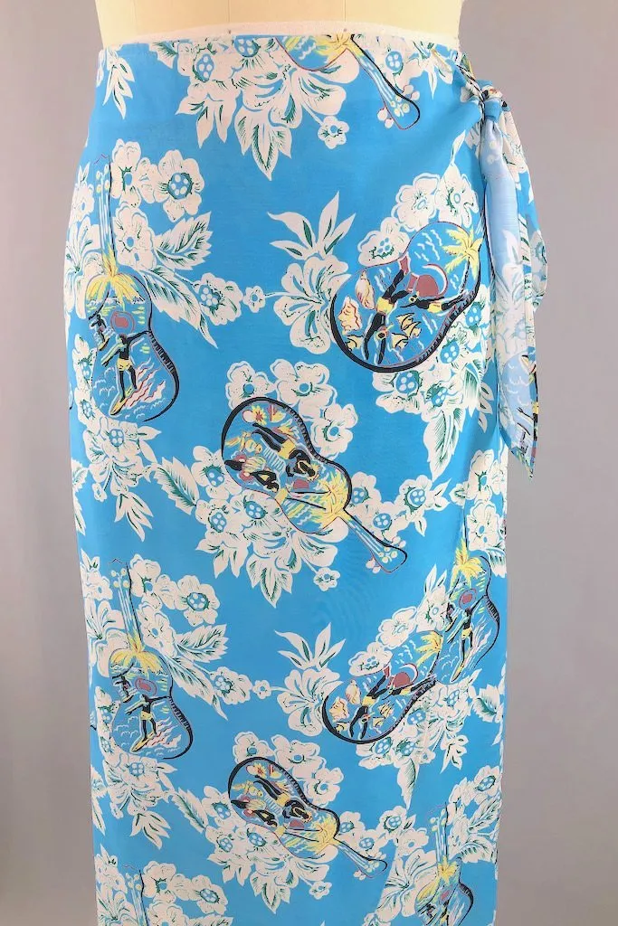 Vintage Blue Hawaiian Wrap Skirt