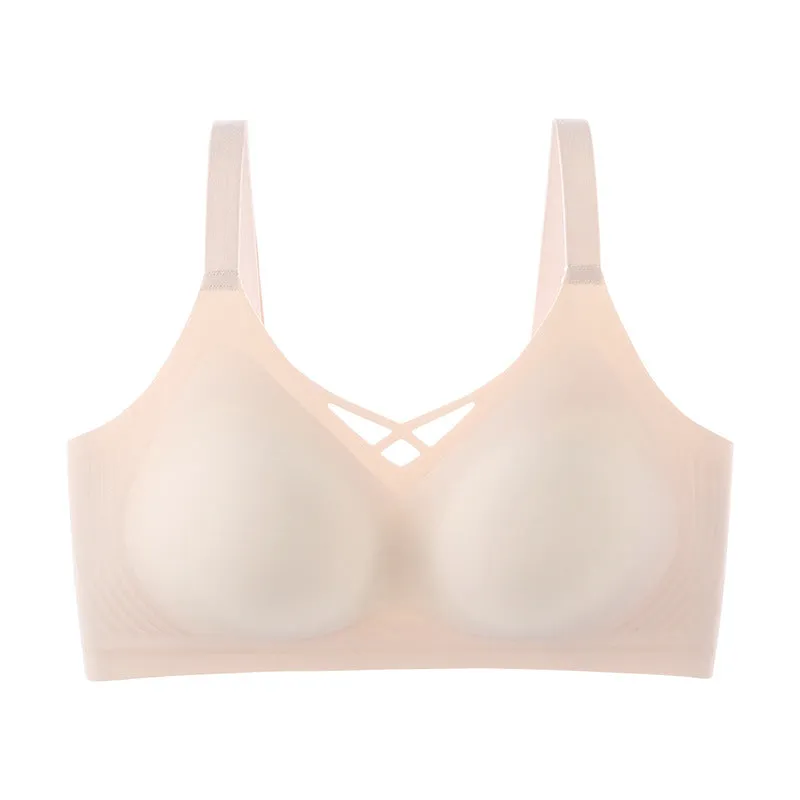 Women Summer Pure Lust Style Seamless Soft Support Bra Small Breast Push-up Steamed Bun Cup Top